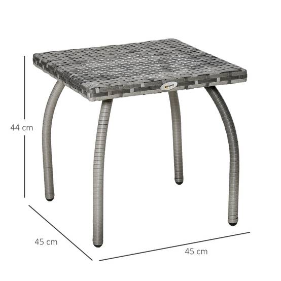 Table basse carrée Résine Tressée Jardin Balcon Anti-UV 45x45cm Gris - ComfortXL Outdoor Living - Image 5