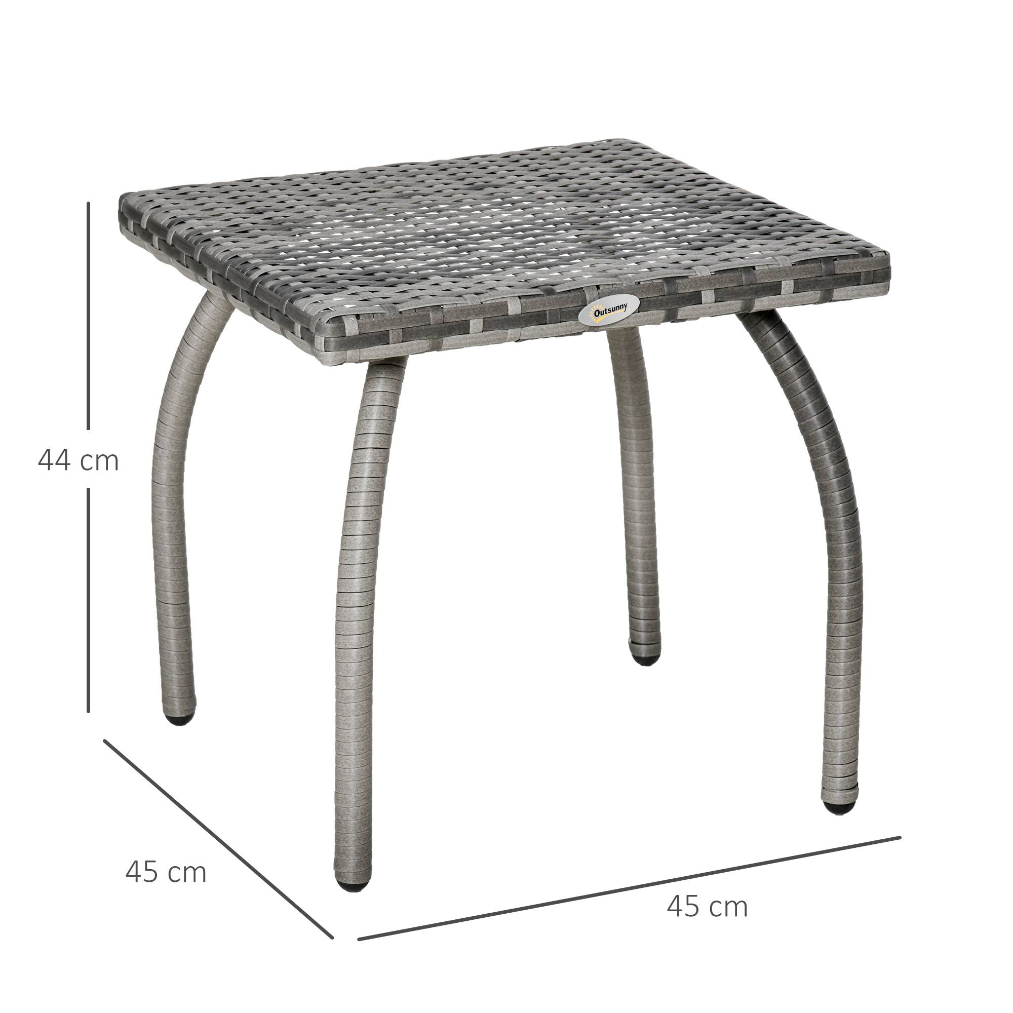 Table basse carrée Résine Tressée Jardin Balcon Anti-UV 45x45cm Gris - ComfortXL Outdoor Living - Image 5