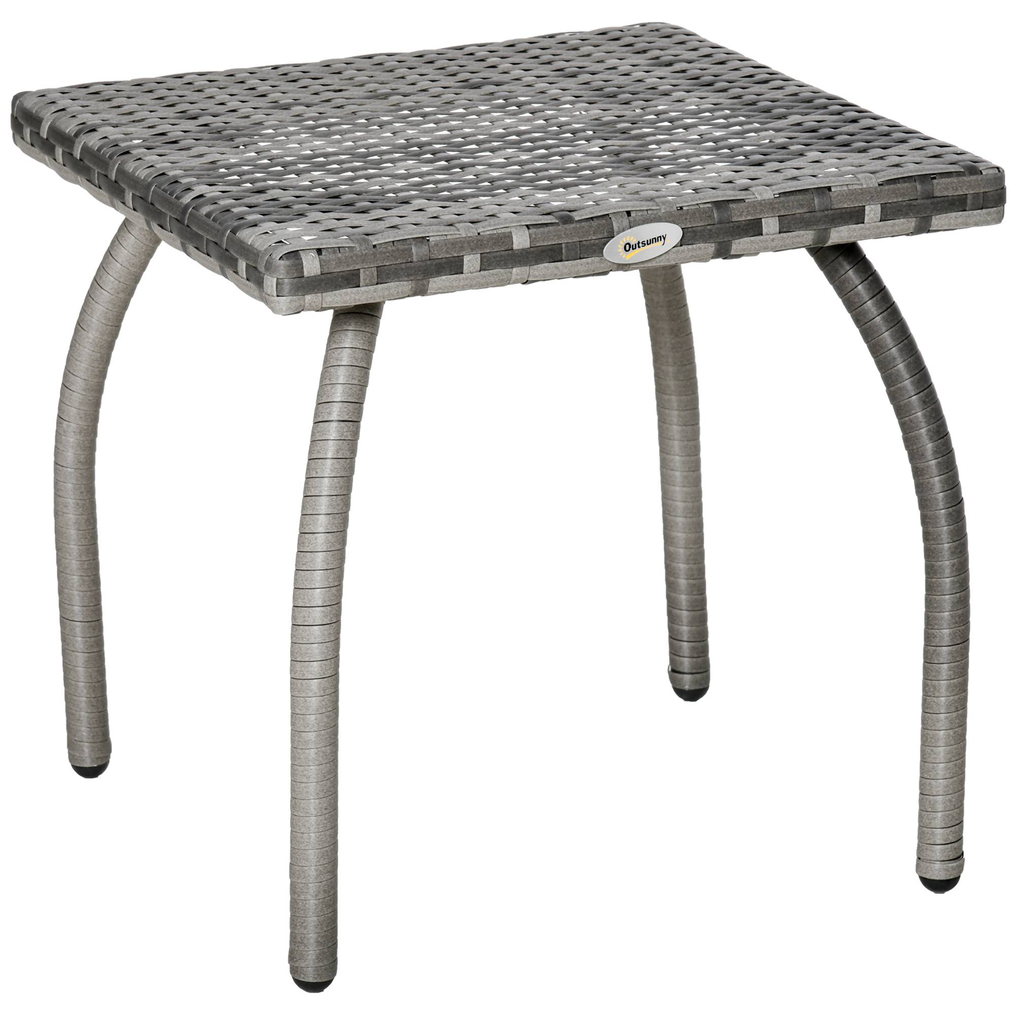 Table basse carrée Résine Tressée Jardin Balcon Anti-UV 45x45cm Gris - ComfortXL Outdoor Living - Image 1