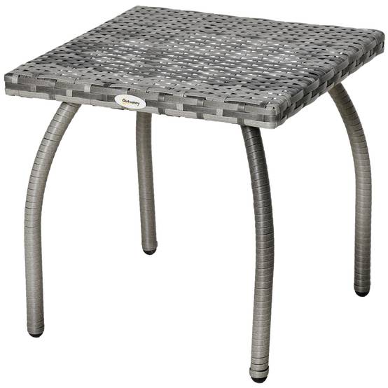 Table basse carrée Résine Tressée Jardin Balcon Anti-UV 45x45cm Gris - ComfortXL Outdoor Living - Image 2