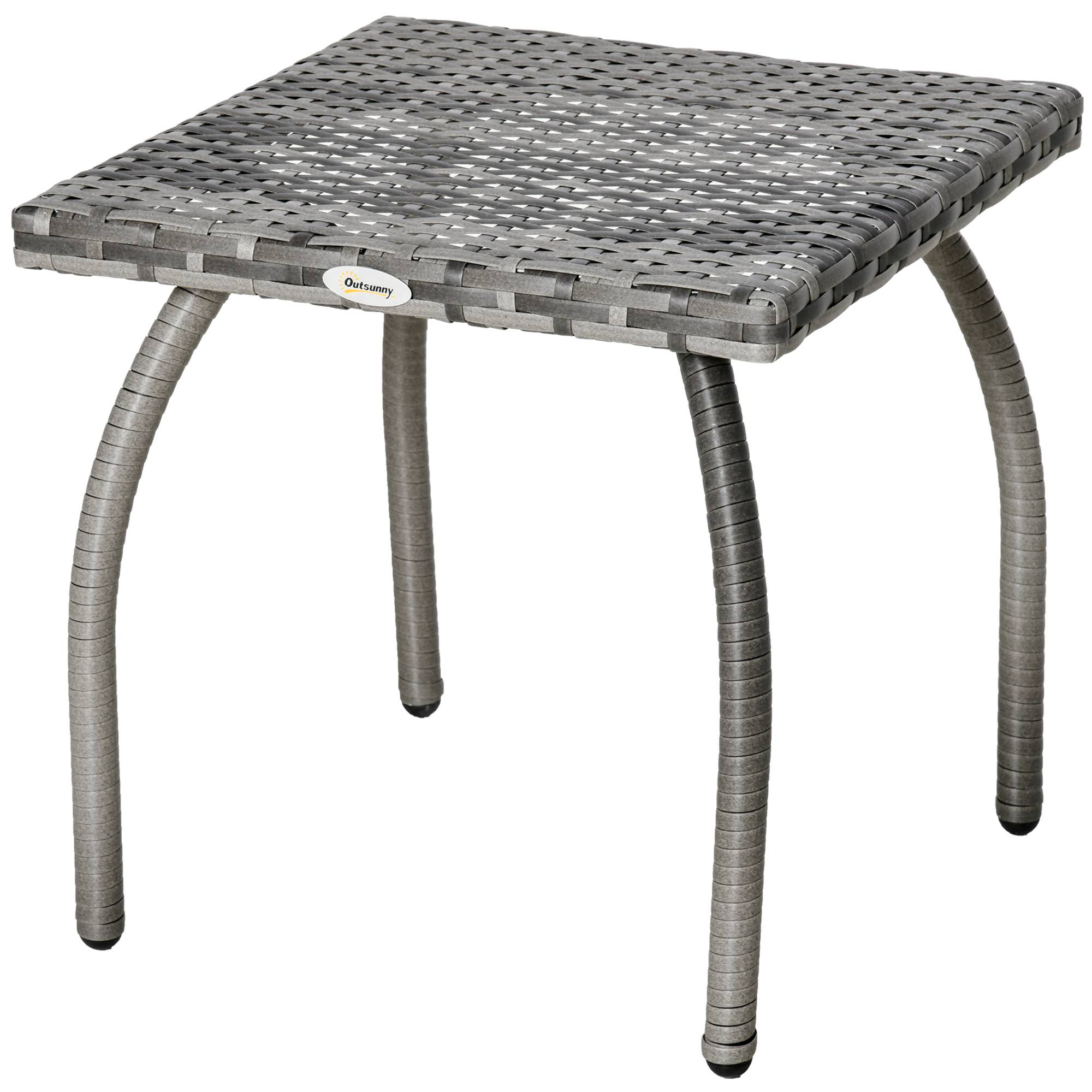 Table basse carrée Résine Tressée Jardin Balcon Anti-UV 45x45cm Gris - ComfortXL Outdoor Living - Image 2
