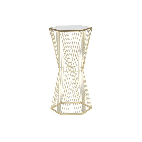 Table d'Appoint Hexagonale Design "Lines" 80cm Or - Image 1