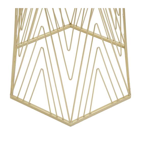 Table d'Appoint Hexagonale Design "Lines" 80cm Or - Image 5