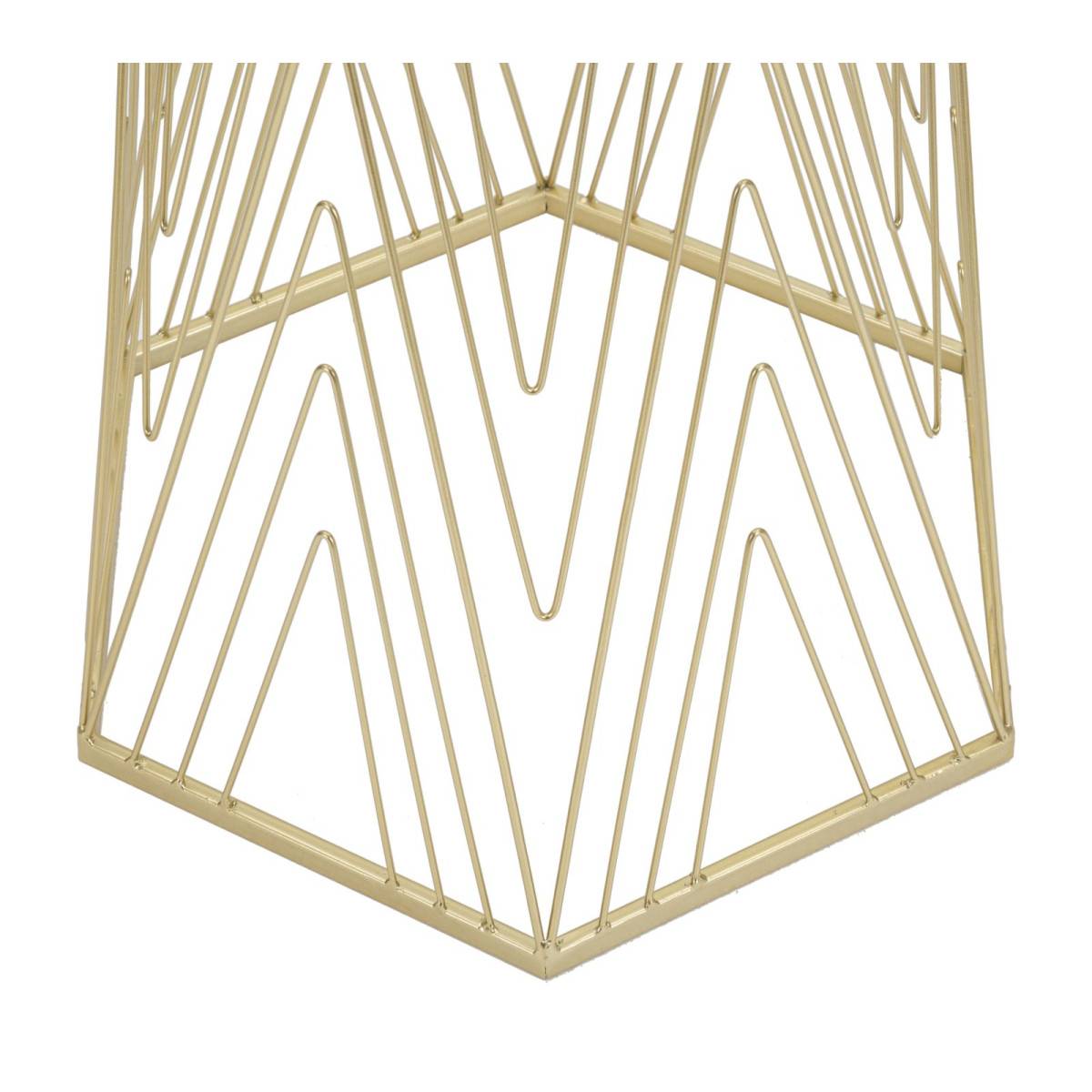 Table d'Appoint Hexagonale Design "Lines" 80cm Or - Image 5