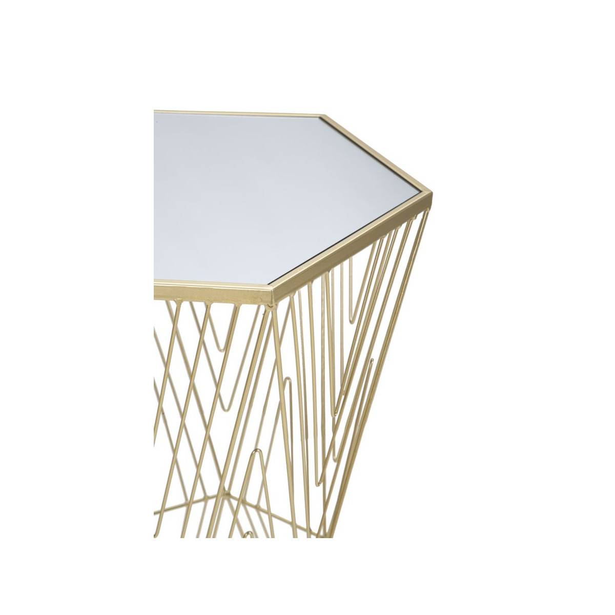 Table d'Appoint Hexagonale Design "Lines" 80cm Or - Image 3