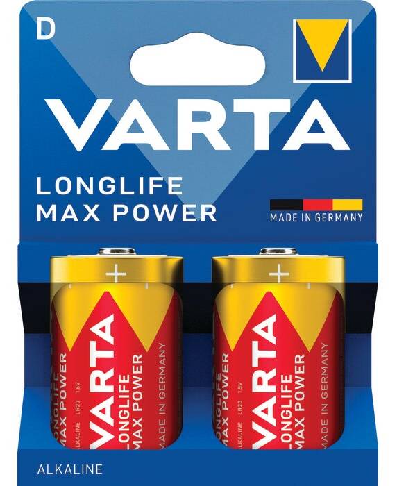 Pile alcaline 1,5V Longlife Max Power LR20/D blister de 2 - VARTA - 546292 - Image 1