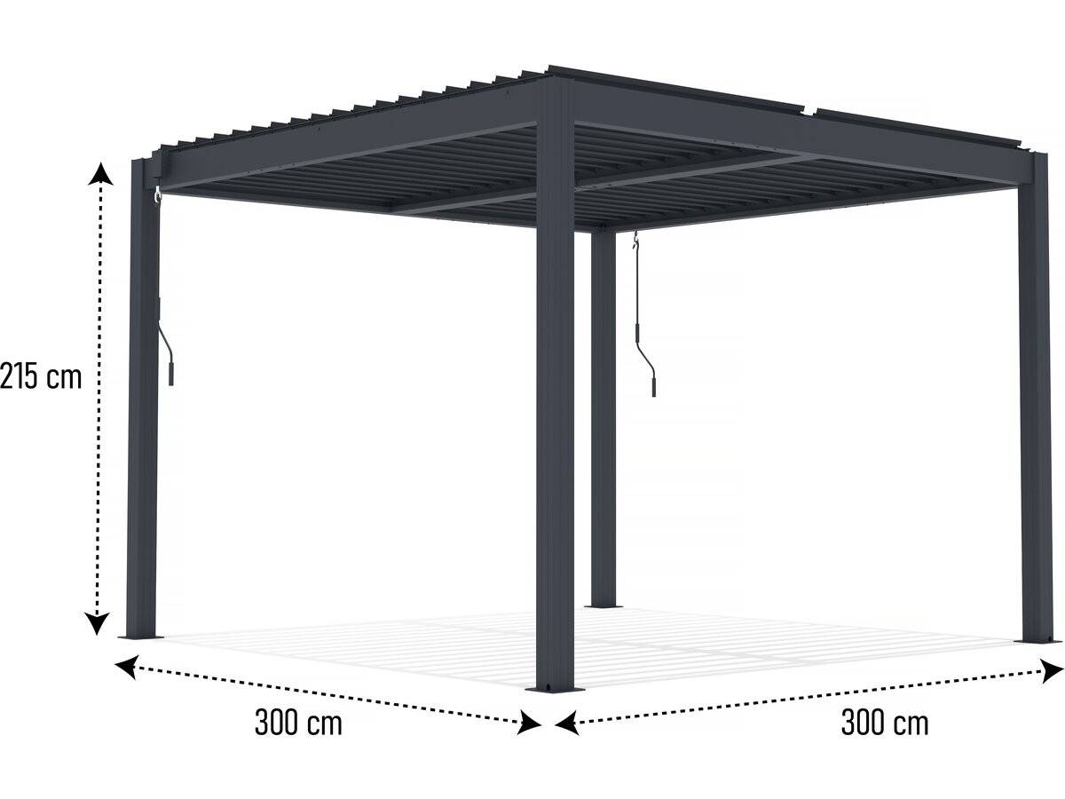 Pergola Bioclimatique Avec Led En Aluminium "windsor Premium" 3 X 3 - Gris -habitat Et Jardin - Imagen 4