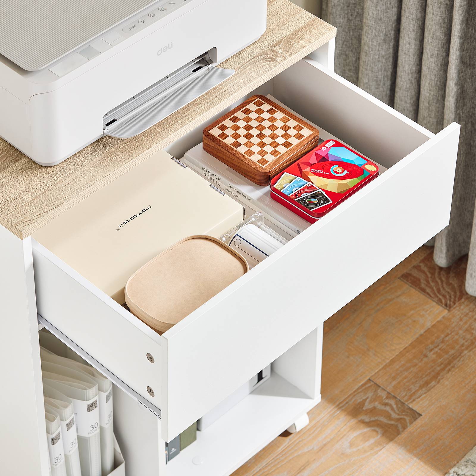 SoBuy Caisson De Bureau Support Imprimante Roulant Organiseur Bureau Mobile Blanc Ask05 W 94380145