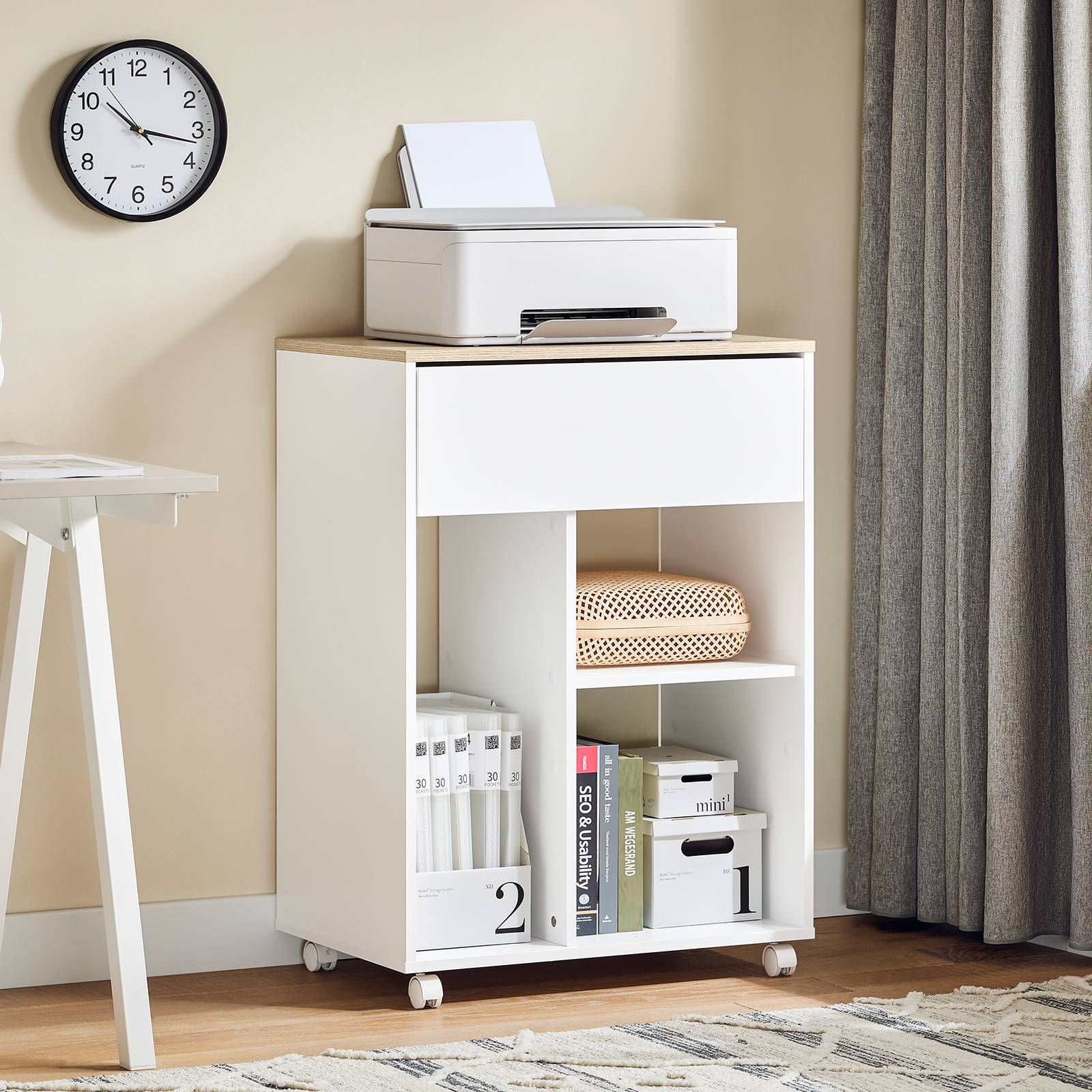 Organisateur De Bureau 5 Tiroirs Blanc - Relaxdays - Dimensions 35,5x27,5x29 Cm - Neuf