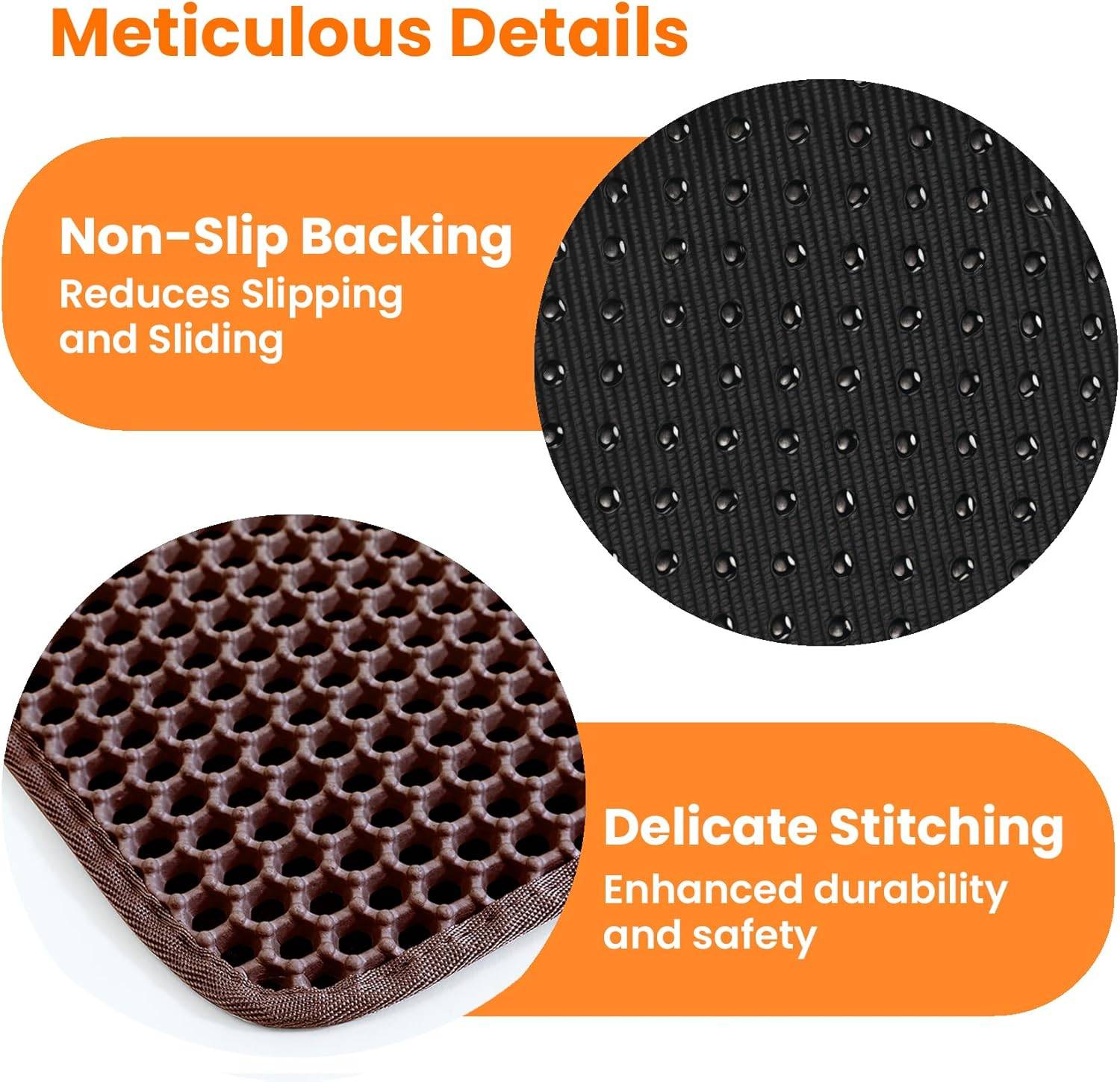 Tapis de litière pour chat, double couche, nid d'abeille, antidérapant, imperméable et anti-urine, accessoire pour chat, 70*120 cm, marron-Lytech - Image 5