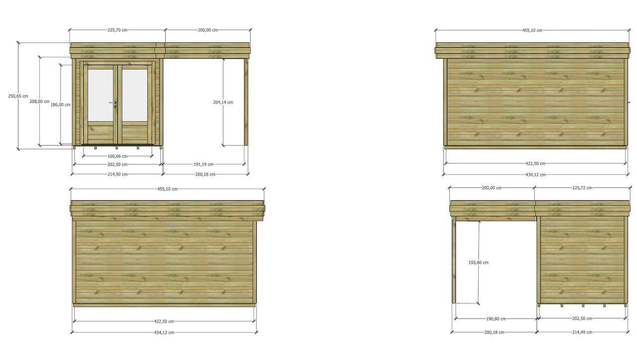 ABRI DE JARDIN bois  autoclave 27mm - 4,14x4,34m / 18m2 - Bac acier - Plancher bois - Image 4