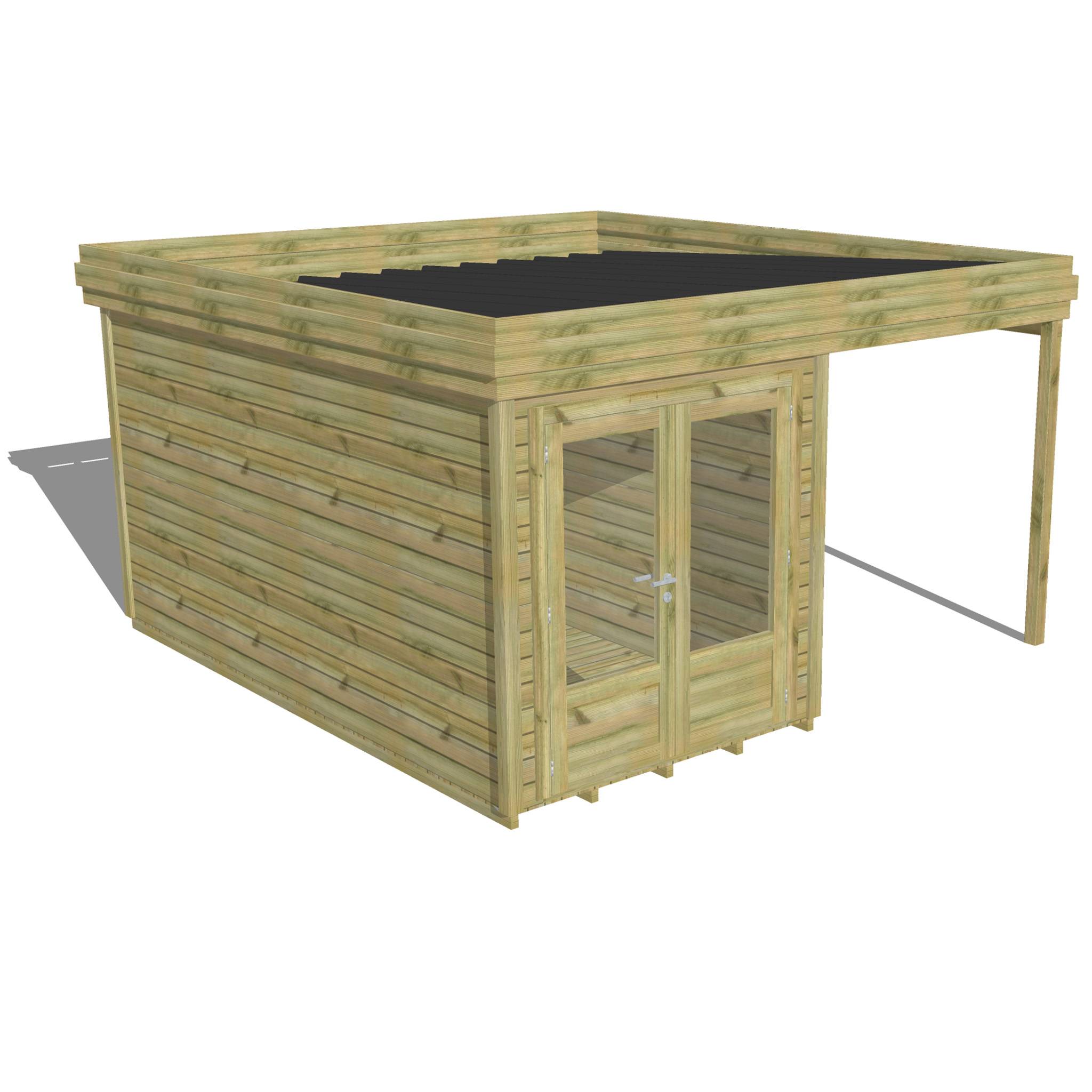 ABRI DE JARDIN bois  autoclave 27mm - 4,14x4,34m / 18m2 - Bac acier - Plancher bois - Image 1