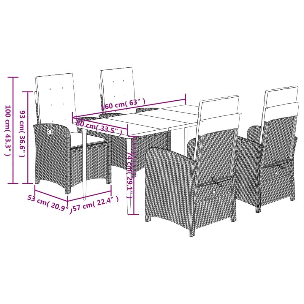 Salon de Jardin 4 Personnes Résine Tressée Gris Clair, 4 Chaises de Jardin Inclinables – ComfortXL Outdoor Living - Image 9