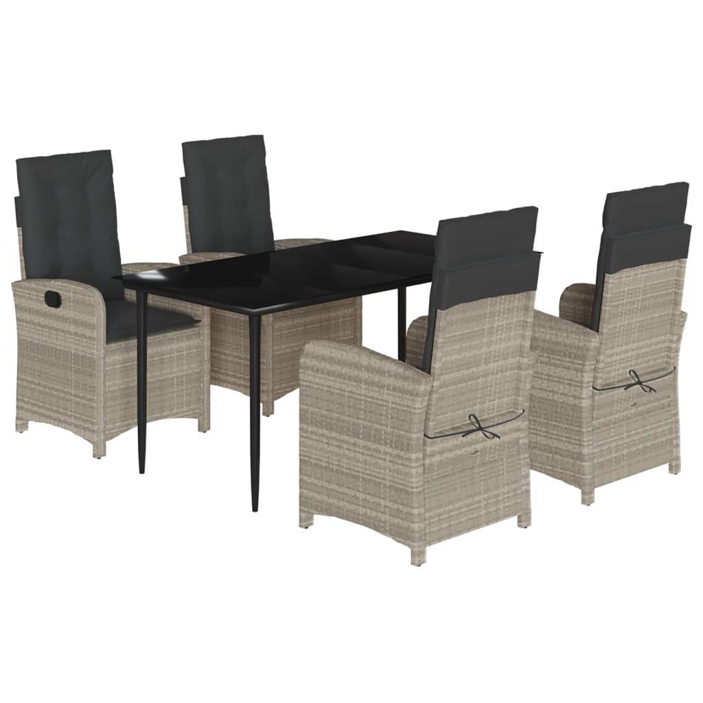 Salon de Jardin 4 Personnes Résine Tressée Gris Clair, 4 Chaises de Jardin Inclinables – ComfortXL Outdoor Living - Image 2