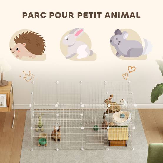 Enclos modulable acier pour petits animaux parc 2 niveaux 146x73x73cm blanc - ComfortXL Outdoor Living - Image 7
