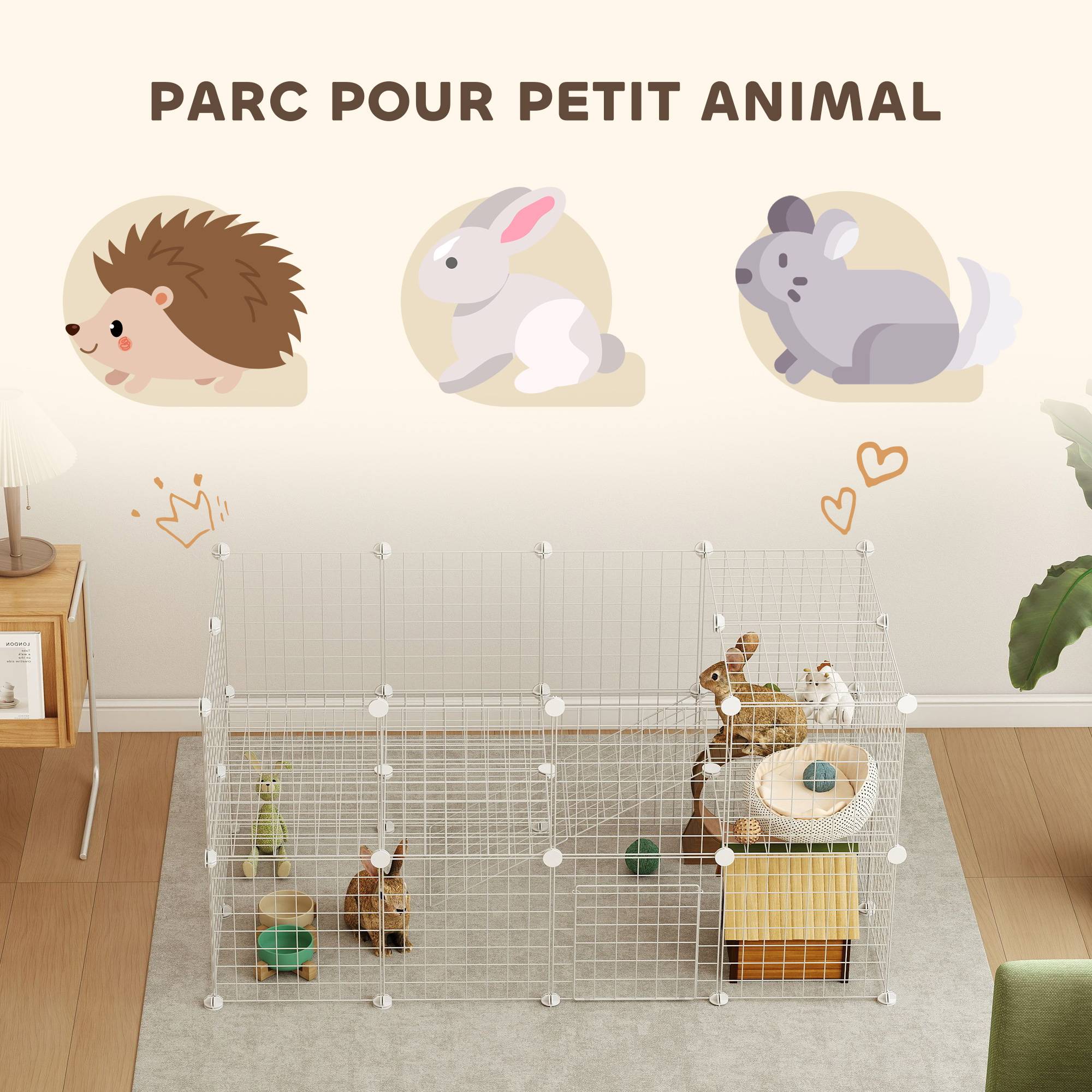 Enclos modulable acier pour petits animaux parc 2 niveaux 146x73x73cm blanc - ComfortXL Outdoor Living - Image 7