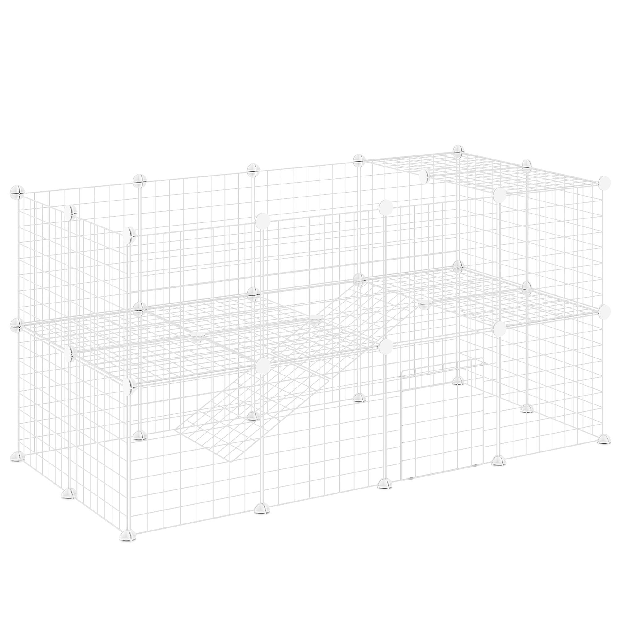 Enclos modulable acier pour petits animaux parc 2 niveaux 146x73x73cm blanc - ComfortXL Outdoor Living - Image 1