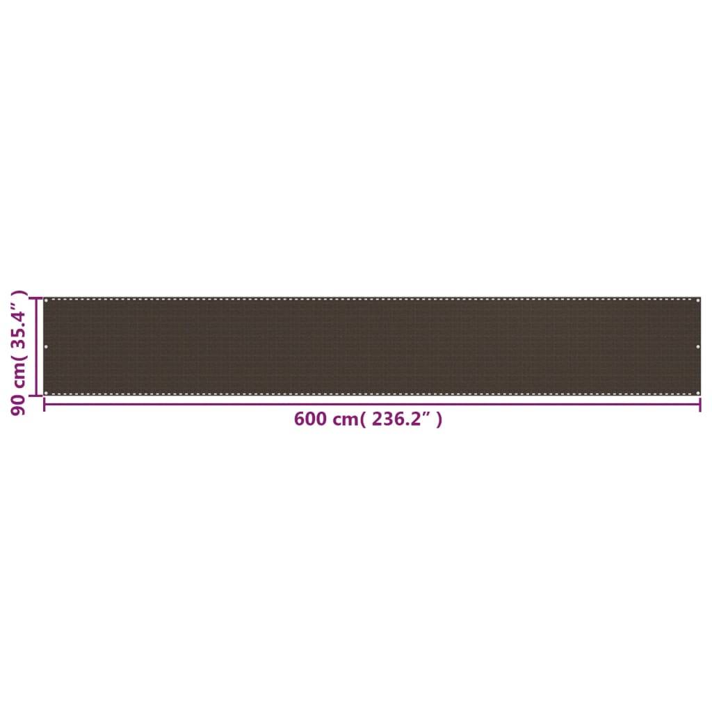 Écran de balcon brise pare vue protection confidentialité 90 x 600 cm PEHD marron - Image 5