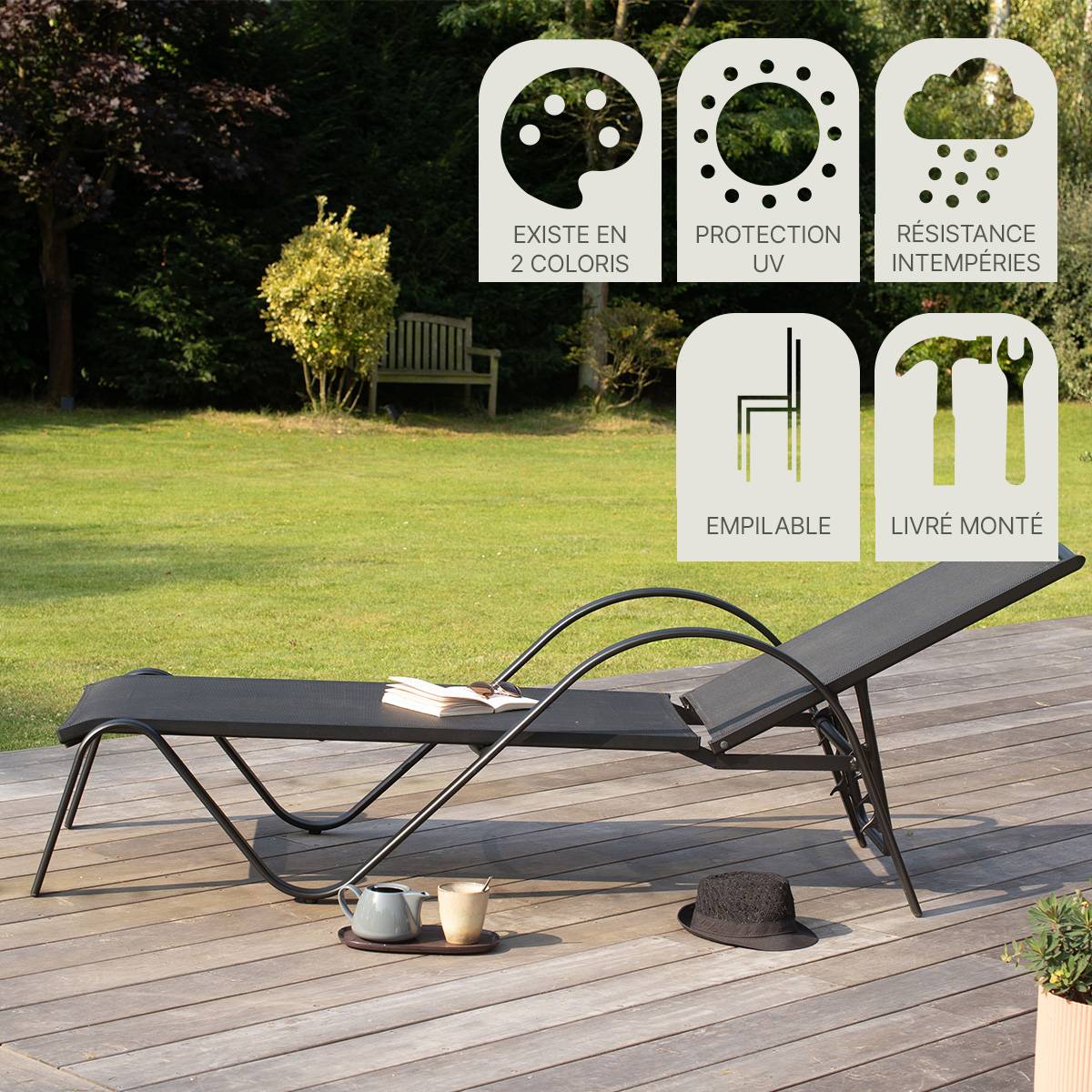 Wilsa Garden - Bain de soleil en aluminium Sunset - Imagen 7