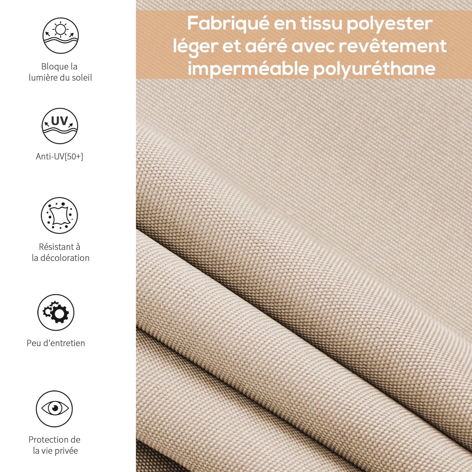 Store enrouleur extérieur aluminium terrasse brise-vue anti-UV 2,5 x 1,6 m crème - ComfortXL Outdoor Living - Imagen 6