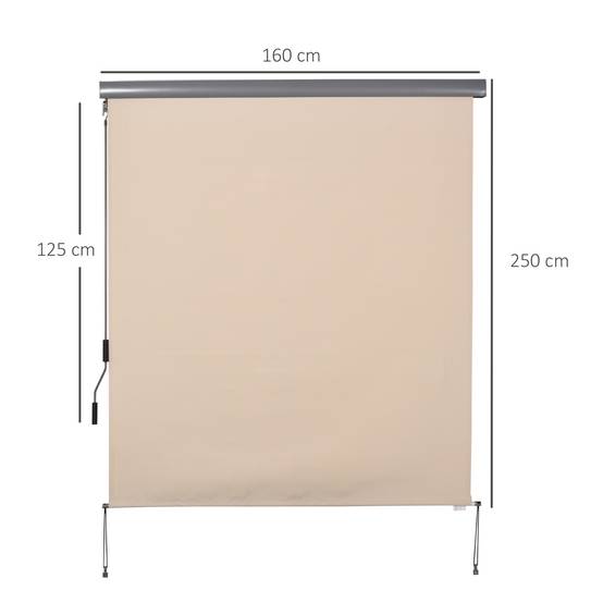 Store enrouleur extérieur aluminium terrasse brise-vue anti-UV 2,5 x 1,6 m crème - ComfortXL Outdoor Living - Image 5
