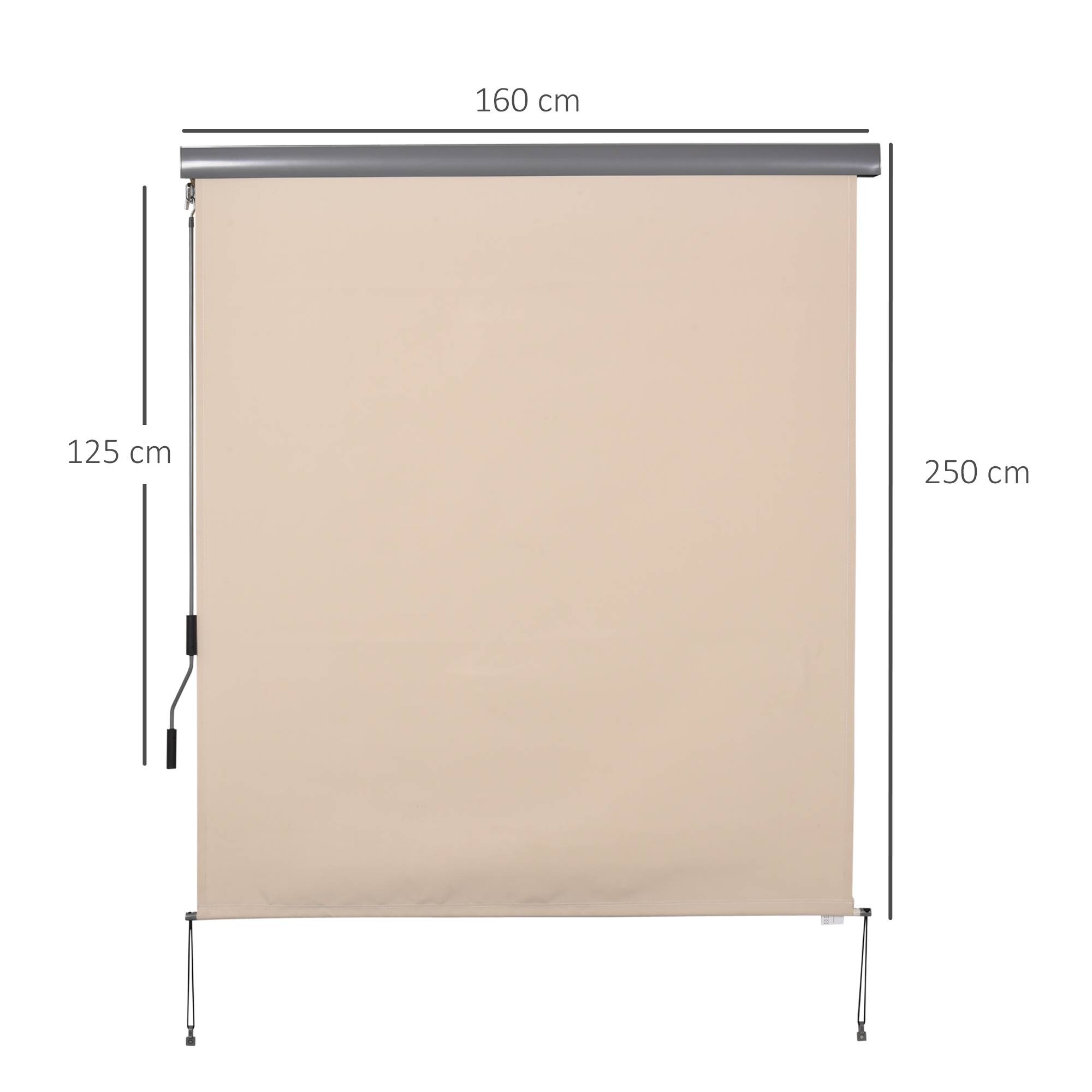 Store enrouleur extérieur aluminium terrasse brise-vue anti-UV 2,5 x 1,6 m crème - ComfortXL Outdoor Living - Imagen 5