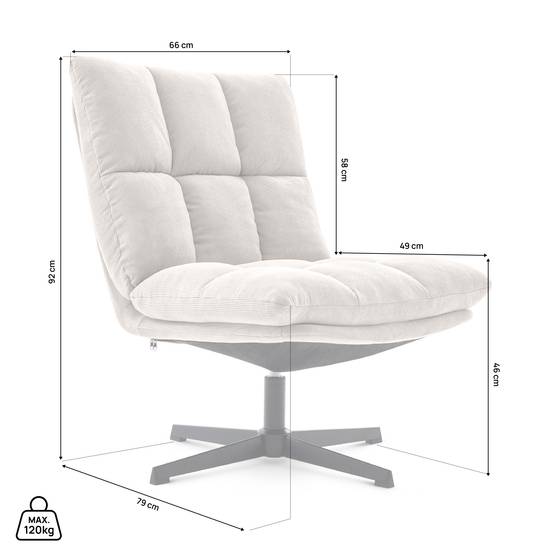 Sicaan Fauteuil pivotant moderne TAO velours côtelé beige - Image 2