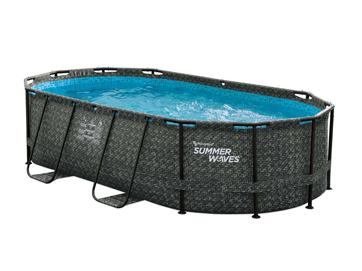 Summer Waves - Piscine tubulaire Active Frame Pool effet Chevron ovale 4,24 x 2,50 x 1,00 m - Summer Waves - Imagen 1