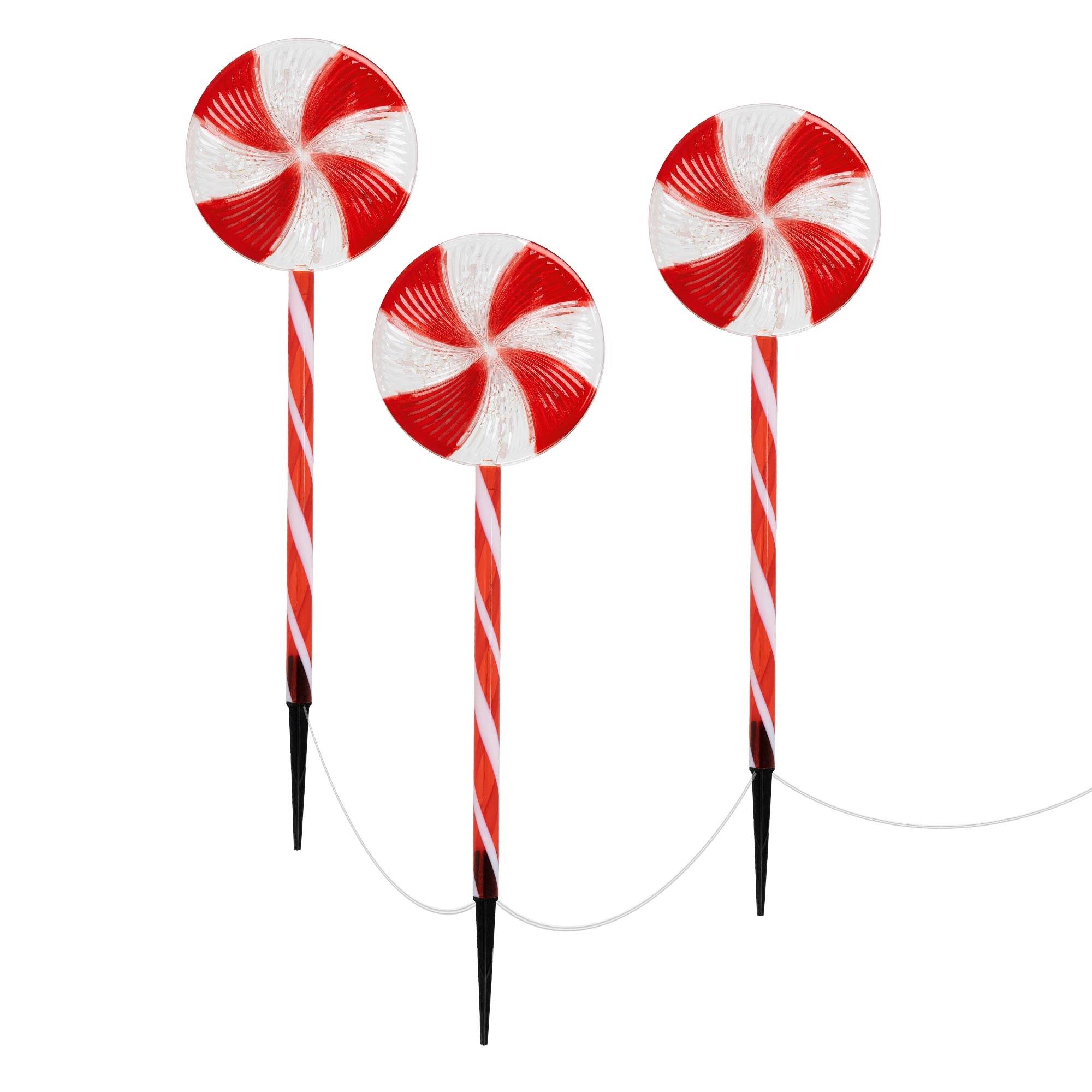 Ecd-Germany - 3x Guirlande lumineuse 60 LED blanc chaud décoration de chemin lollipop de Noël - Imagen 1
