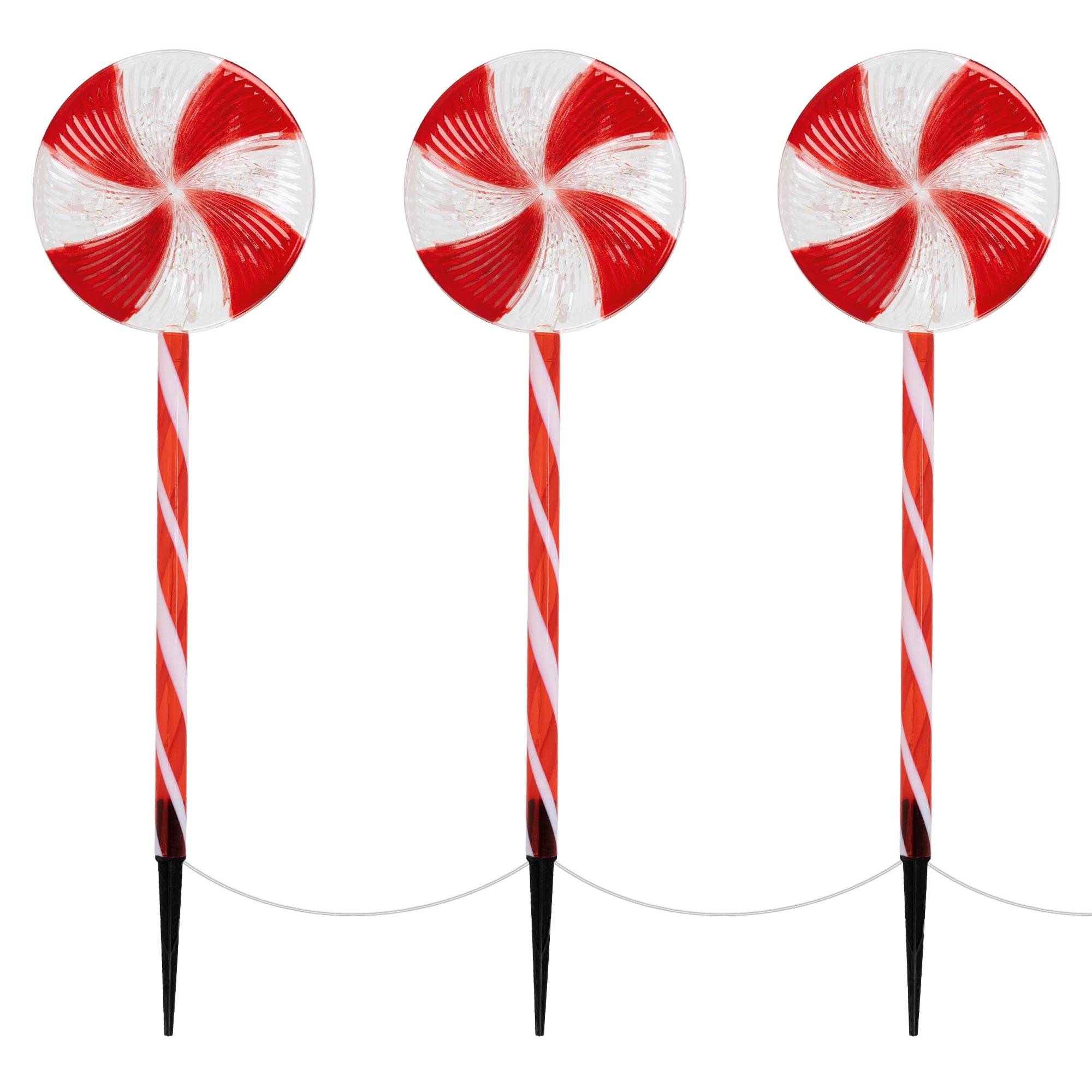Ecd-Germany - 3x Guirlande lumineuse 60 LED blanc chaud décoration de chemin lollipop de Noël - Imagen 2