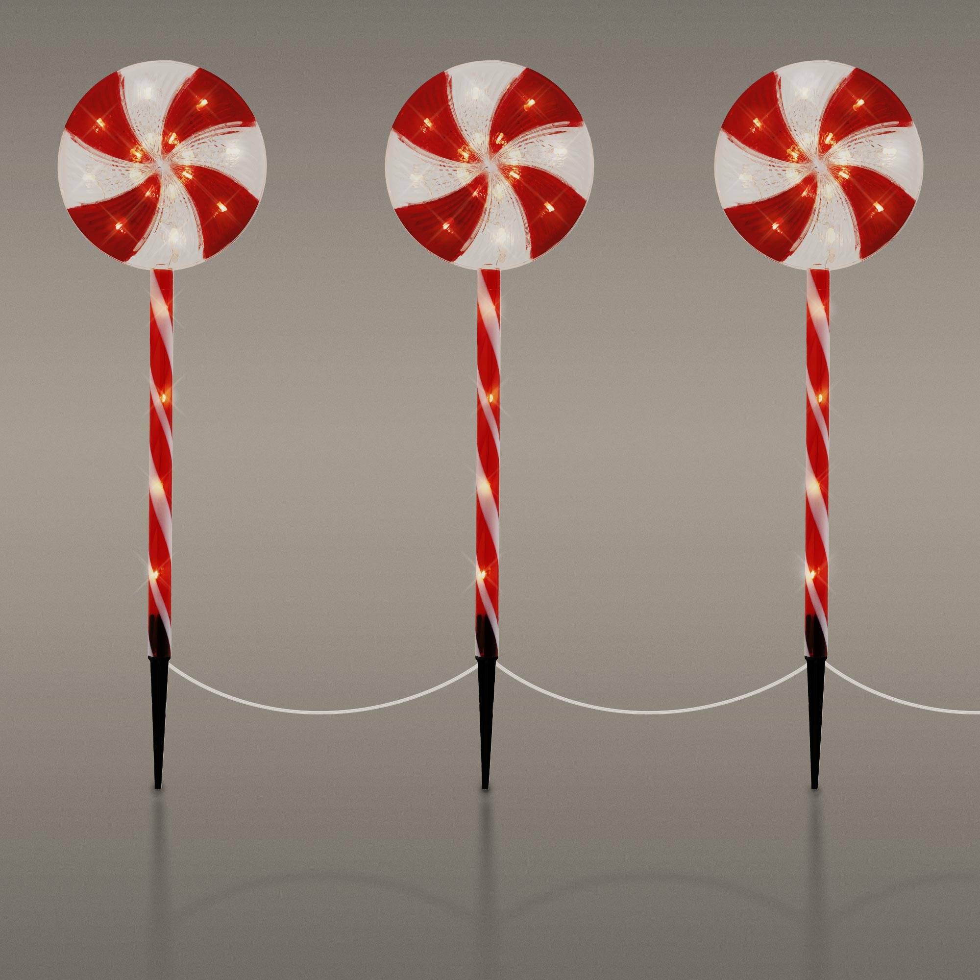 Ecd-Germany - 3x Guirlande lumineuse 60 LED blanc chaud décoration de chemin lollipop de Noël - Imagen 5