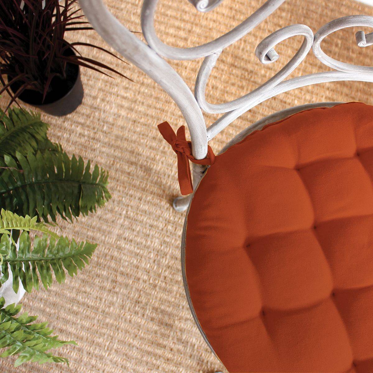 Enjoy Home - Galette de Chaise Piquée Uni "Panama" 38cm Terracotta - Image 3