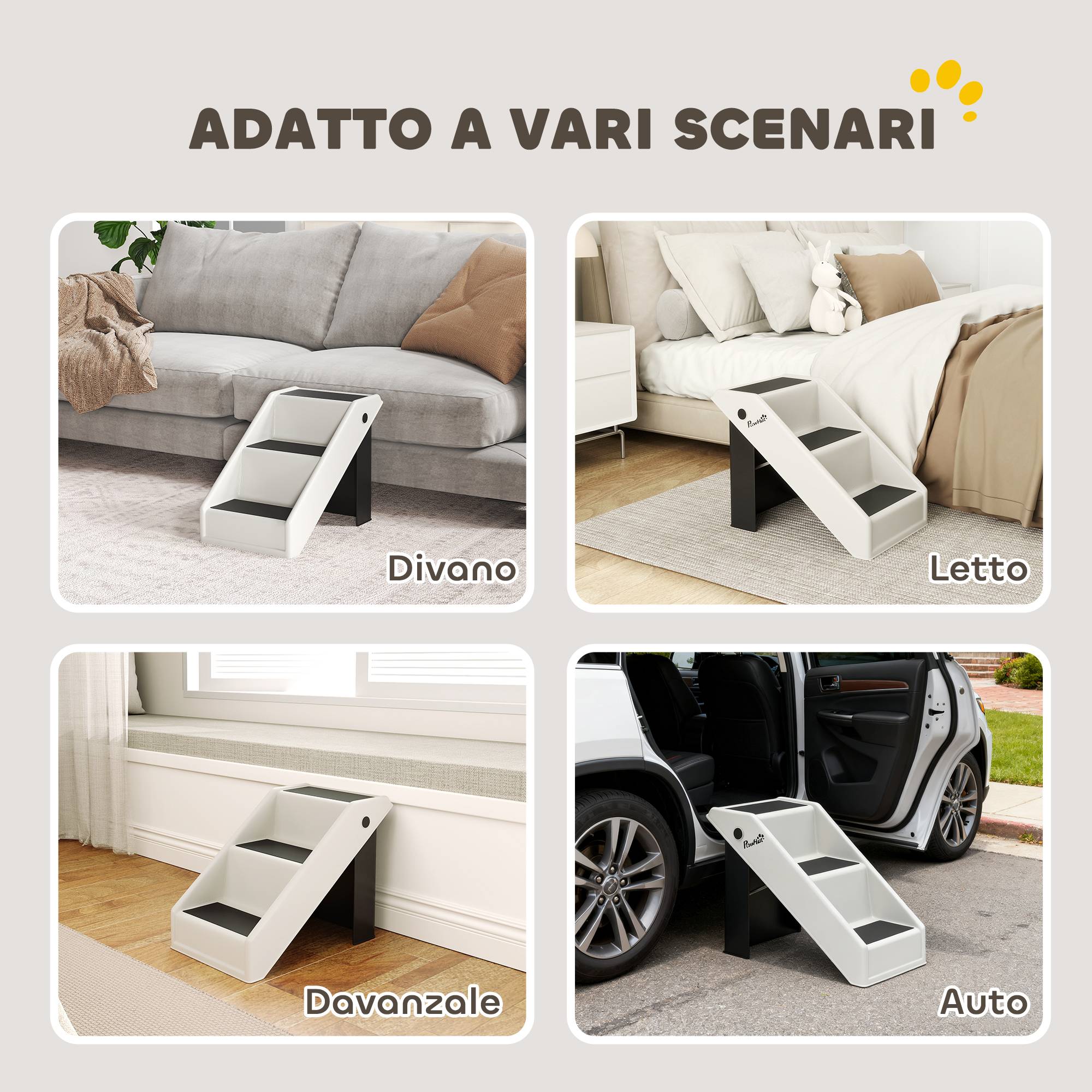ComfortXL - Escalier pour chien et chat pliable en PP et EVA crème 53 x 30,5 x 36,5 cm pour canapé et lit antidérapant - Image 6