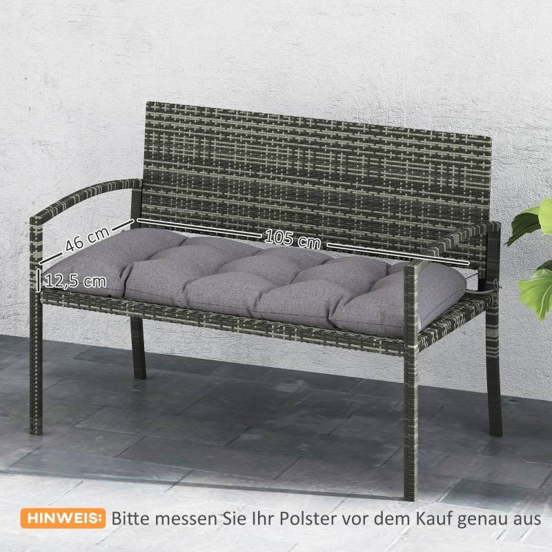 PANGIVO - Coussin de banc 105 x 46 x 12,5 cm, polyester gris, résistant à l'eau - PANGIVO - Image 2