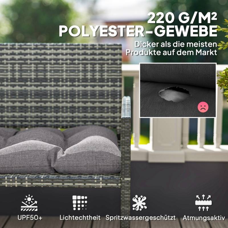 PANGIVO - Coussin de banc 105 x 46 x 12,5 cm, polyester gris, résistant à l'eau - PANGIVO - Image 3