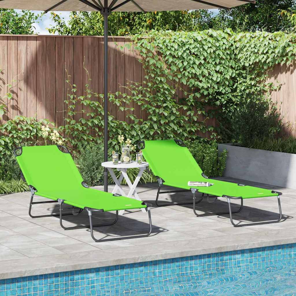 Set 2 Lits de Soleil Pliants Polyester Extérieur Vert – ComfortXL Outdoor Living - Image 1