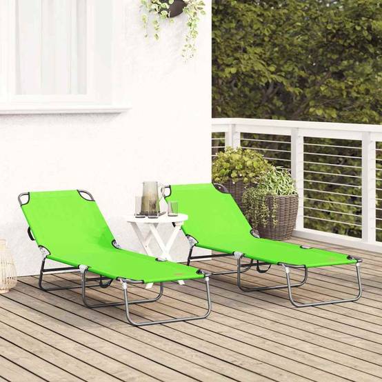 Set 2 Lits de Soleil Pliants Polyester Extérieur Vert – ComfortXL Outdoor Living - Image 3