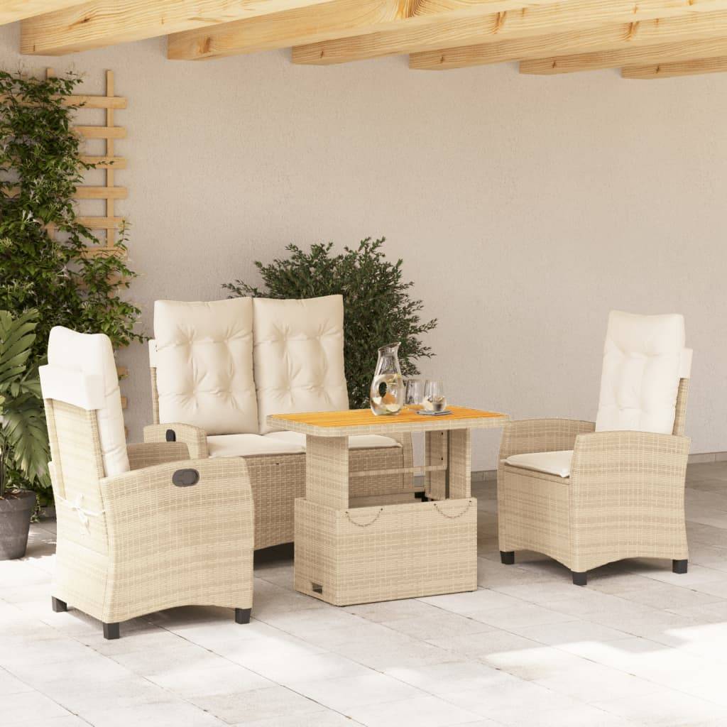 ComfortXL - Salon de Jardin 4 Personnes Convertible : Table Basse à Table Haute, Sièges Relax Inclinables Beiges – ComfortXL Outdoor Living - Image 1