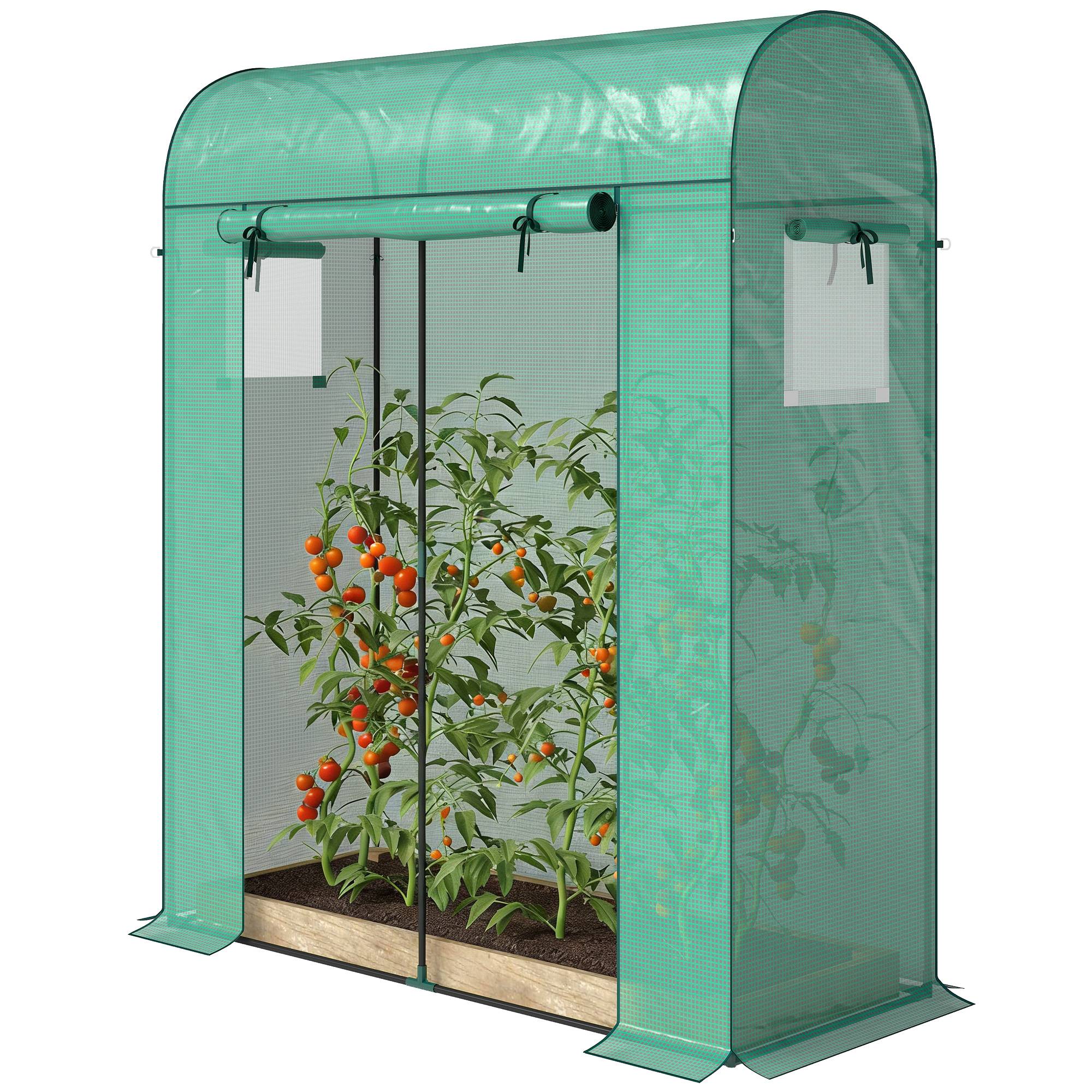 Serre à tomates acier galvanisé et PE pour potager extérieur toit voûté 170x68x200cm vert - ComfortXL Outdoor Living - Image 2