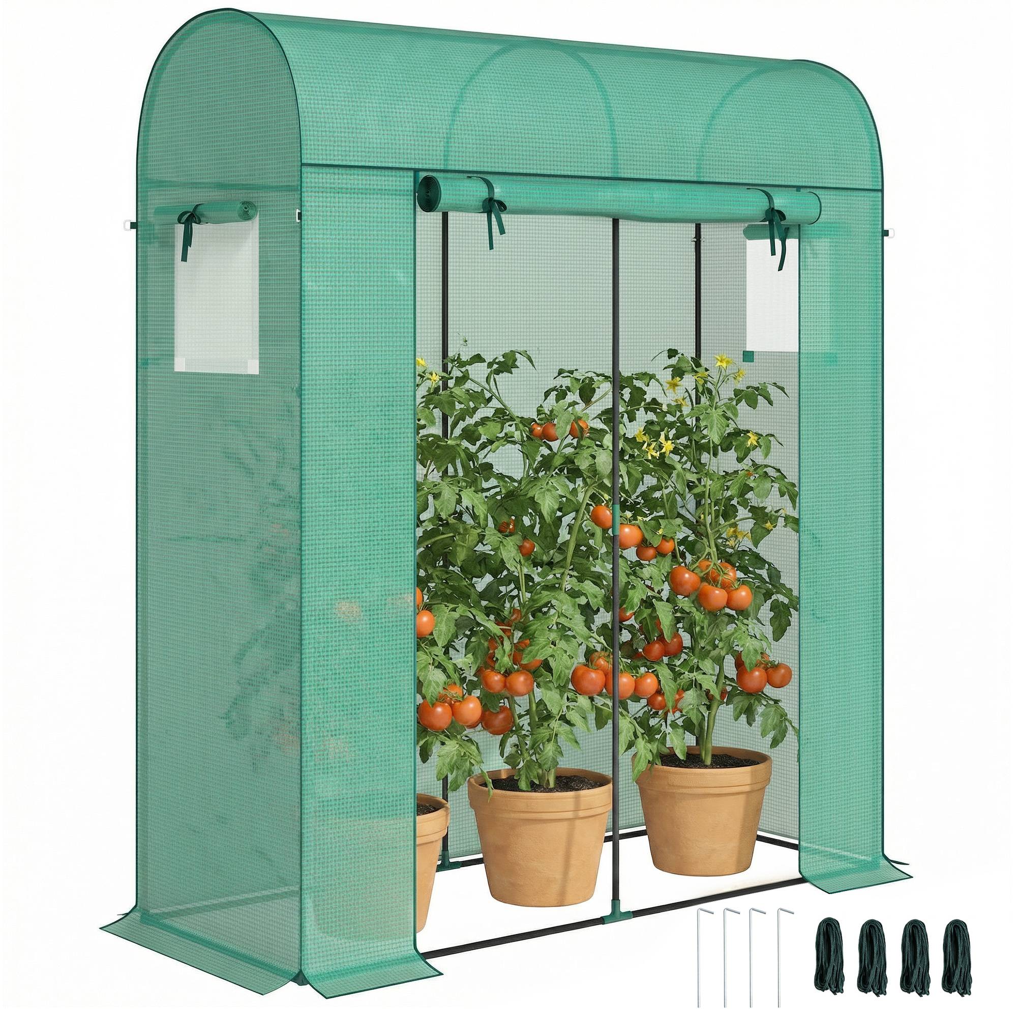 Serre à tomates acier galvanisé et PE pour potager extérieur toit voûté 170x68x200cm vert - ComfortXL Outdoor Living