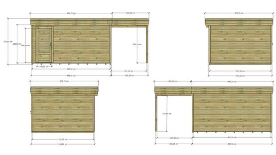 Abri Français - ABRI DE JARDIN bois Pin traité autoclave 27mm - 6,34x3,44m / 22m2 - Bac acier - Plancher bois - Image 4