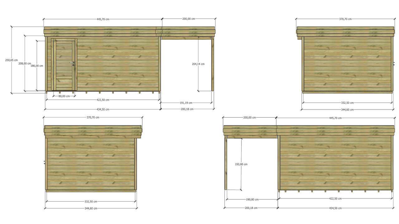 Abri Français - ABRI DE JARDIN bois Pin traité autoclave 27mm - 6,34x3,44m / 22m2 - Bac acier - Plancher bois - Image 4