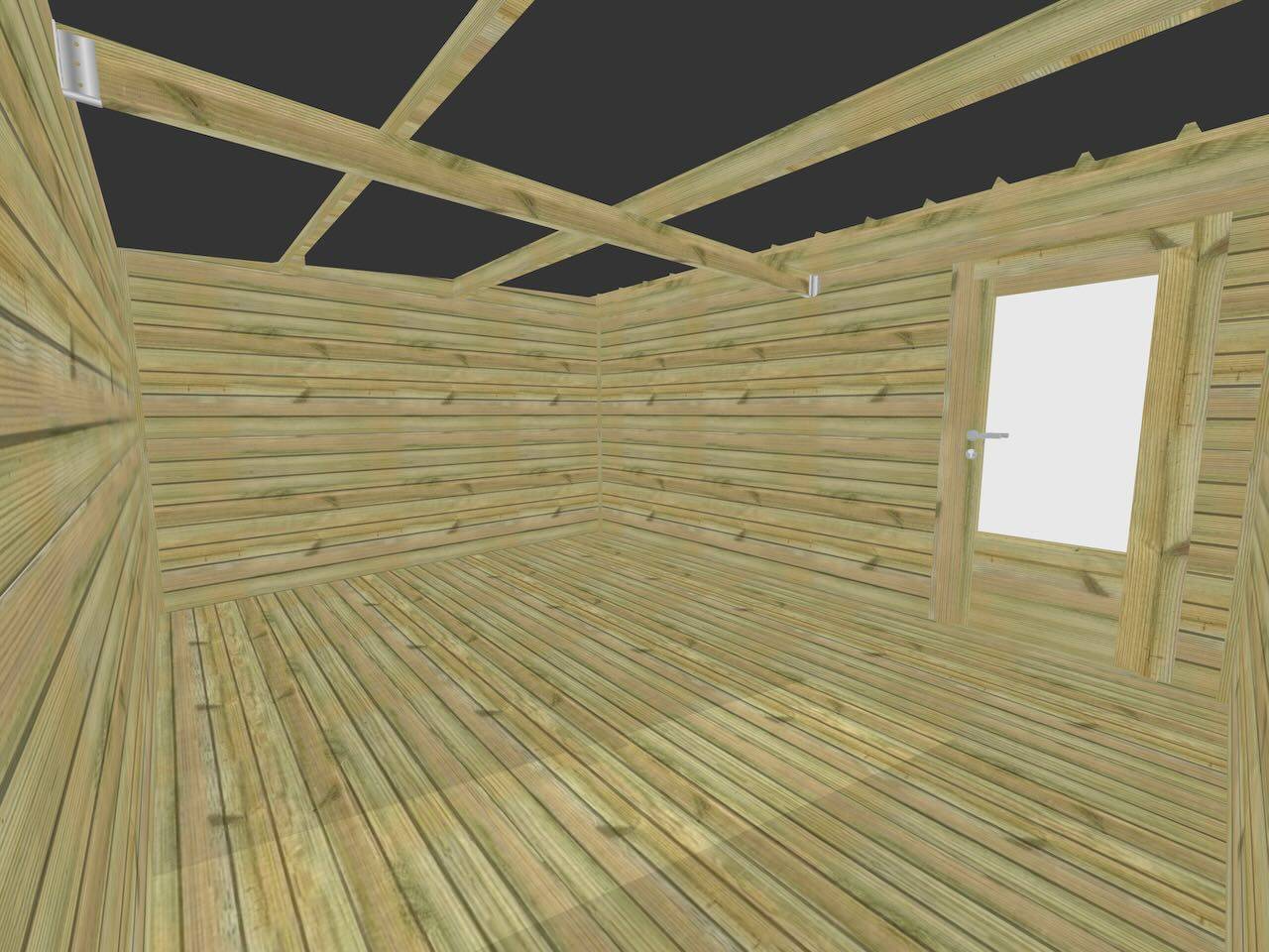 Abri Français - ABRI DE JARDIN bois Pin traité autoclave 27mm - 6,34x3,44m / 22m2 - Bac acier - Plancher bois - Image 5