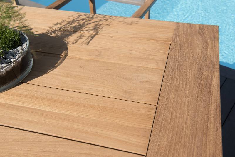 KIM - Table de jardin 6/8 personnes - DENVER 220 x 100 cm en bois Teck - Image 3