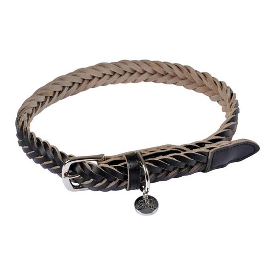 Love Story - Collier pour Chien Réglable "Tressé" 50-70cm Noir - Image 1