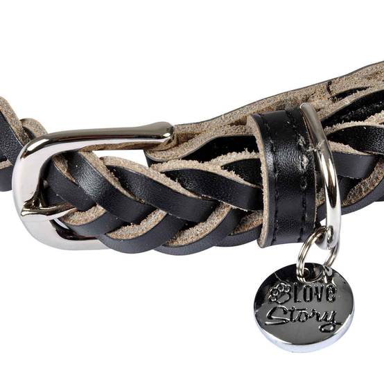 Love Story - Collier pour Chien Réglable "Tressé" 50-70cm Noir - Image 2
