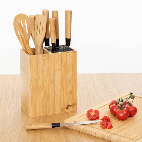 Bloc Couteaux & Ustensiles "Blackbamboo" 35cm Naturel - Image 7