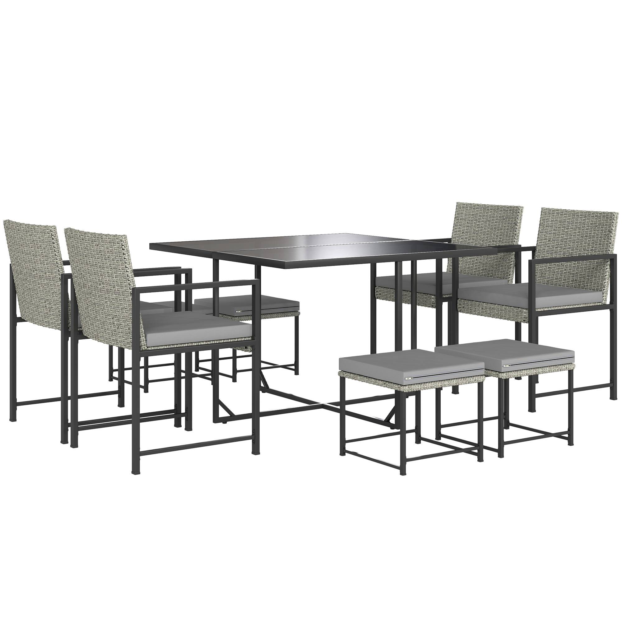 Salon de jardin extérieur en résine tressée 5 places, table en verre — free download