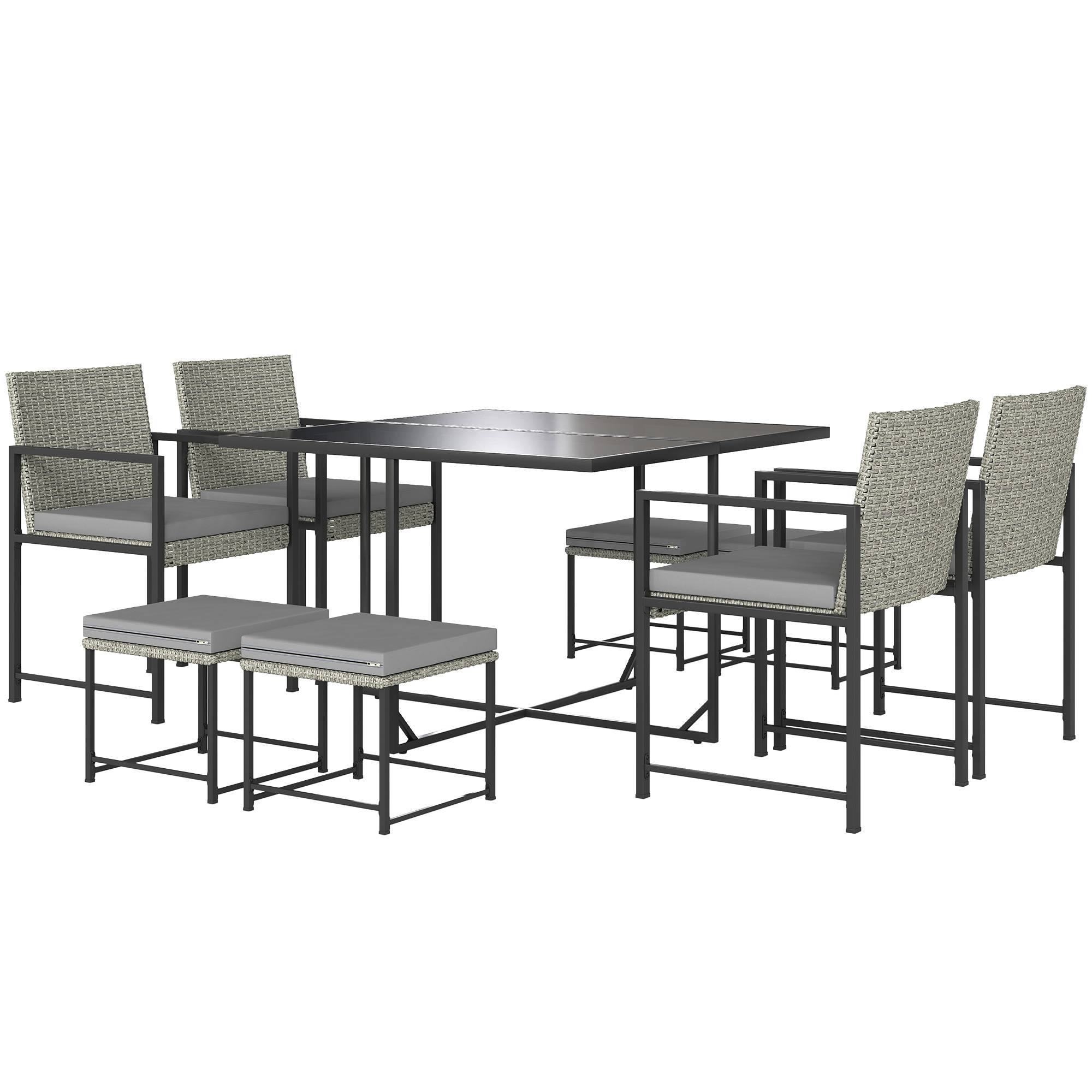 Salon de jardin extérieur en résine tressée 5 places, table en verre — free download