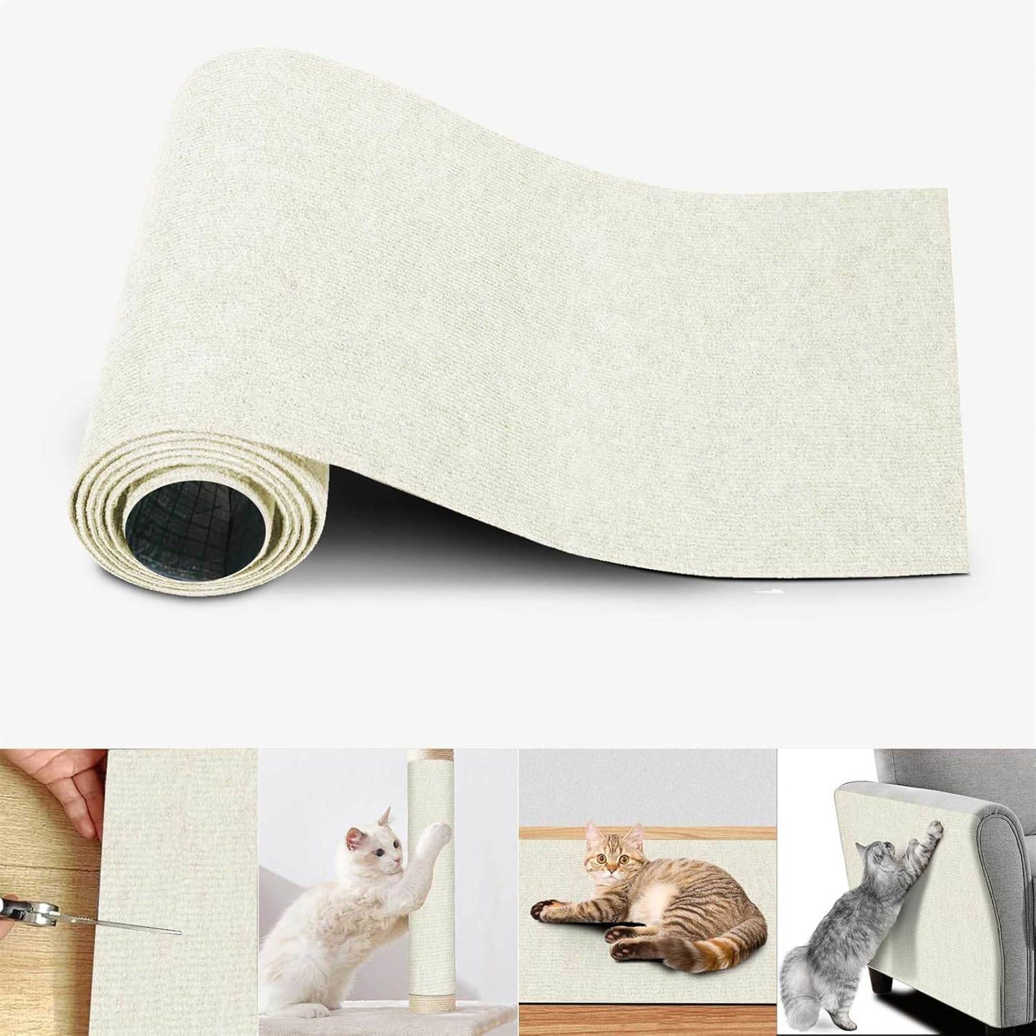 Griffoir pour chat autocollant , tapis de protection anti-griffures pour canapés, meubles, portes, murs, 30 x 100 cm (beige)-Lytech - Image 1
